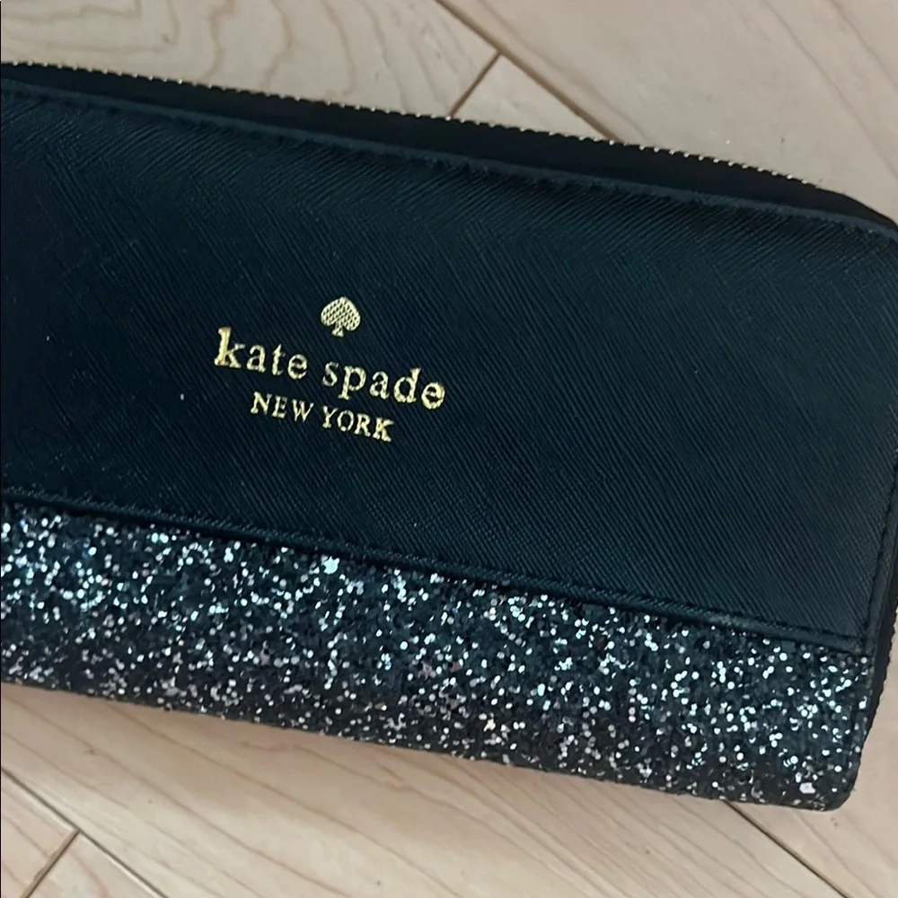 Kate Spade Black and Silver Glitter Wallet Set_2